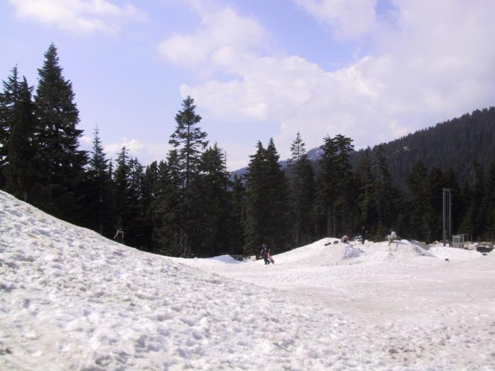 Grouse Mountain is still open for skiing / boarding.